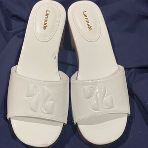 Larroude White Slide Sandals